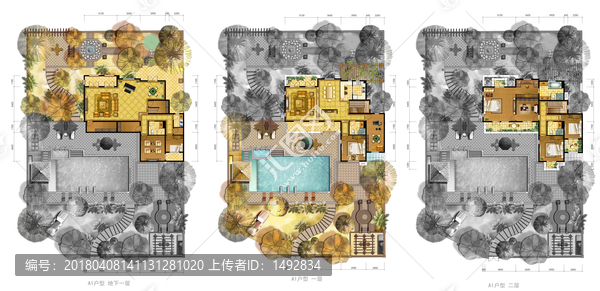 别墅户型图,效果图,PSD分层