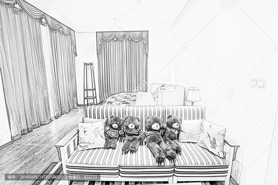室內線描