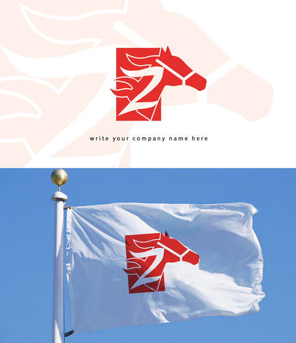 紅色飄逸ZY字母馬頭LOGO