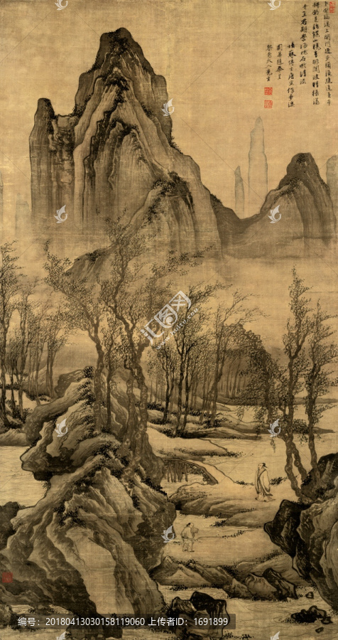 明,唐寅,步溪圖