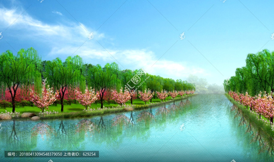 濱水景觀綠化效果圖