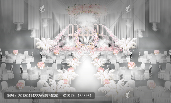 粉色系婚禮,白色婚禮,羽毛婚禮