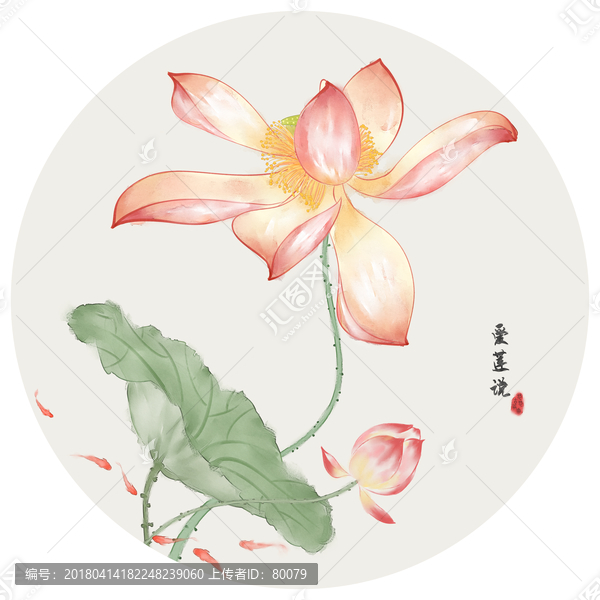 水彩荷花