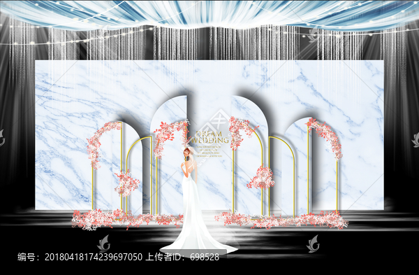 淡藍色簡約大理石小清新婚禮