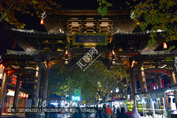 杭州夜景,美食街夜景