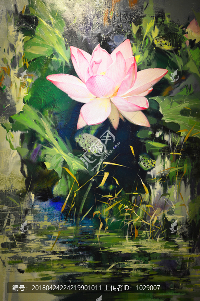 荷花油畫