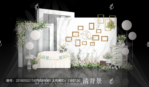 白綠色大理石紋婚禮婚禮外區(qū)