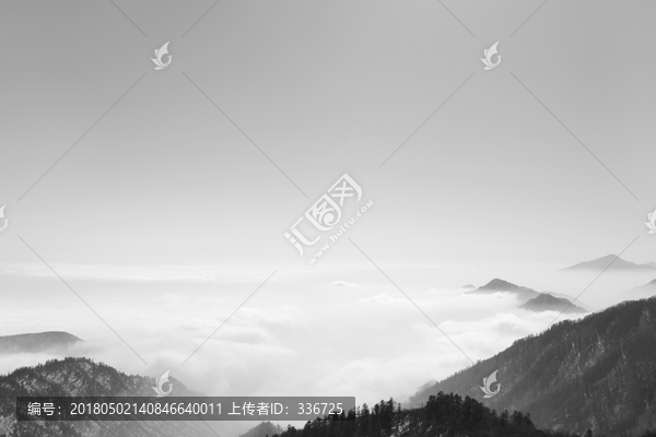 黑白风光素材,云海,雪山