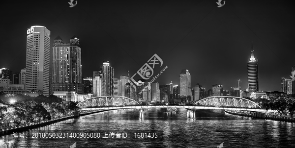 广州海珠夜景黑白