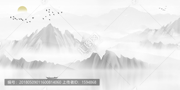高清水墨畫,山水意境
