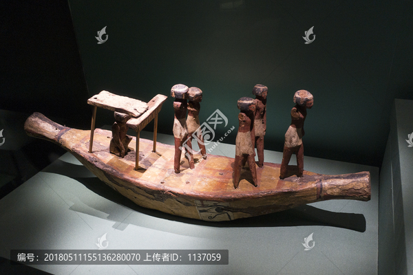 古埃及船和桨手小模型