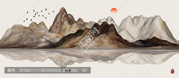 新中式山水裝飾畫,軟裝配畫