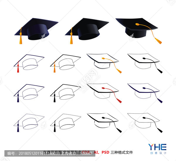 博士帽,學士帽,畢業(yè)帽,碩士帽