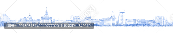 上海外灘全景線描