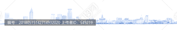 上海外灘老建筑全景線描