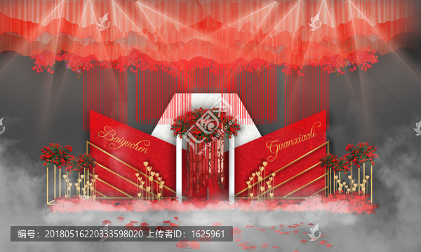 大理石婚禮,紅白色婚禮,婚禮