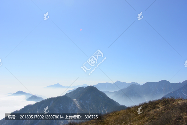 从日月坪远眺,西岭雪山云海群峰