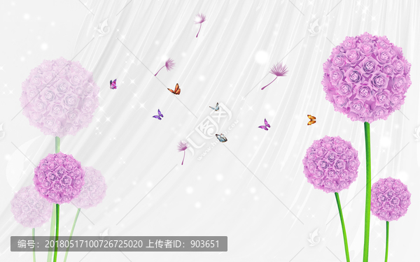 玫瑰蒲公英蝴蝶