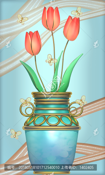 3d立體浮雕郁金香玄關(guān)背景墻