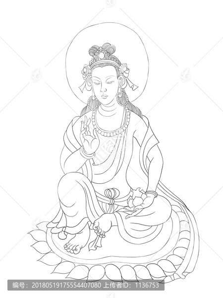 觀音像線描