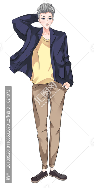 Q版,男孩,手繪帥哥PSD