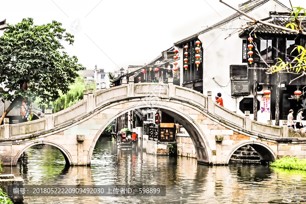 西塘石拱桥水彩
