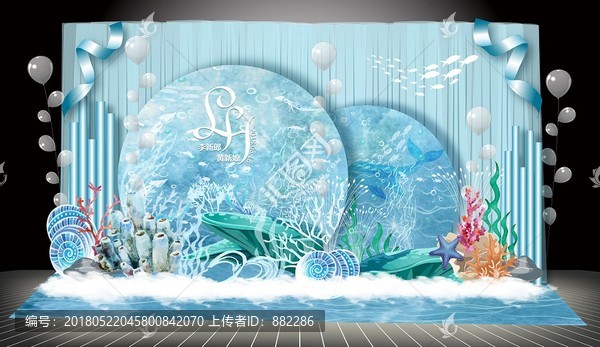 藍(lán)色海洋主題婚禮背景舞臺(tái)設(shè)計(jì)