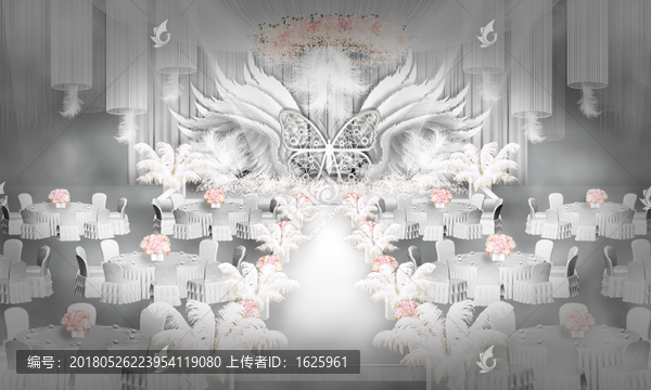 白色羽毛主题婚礼,天使的翅膀