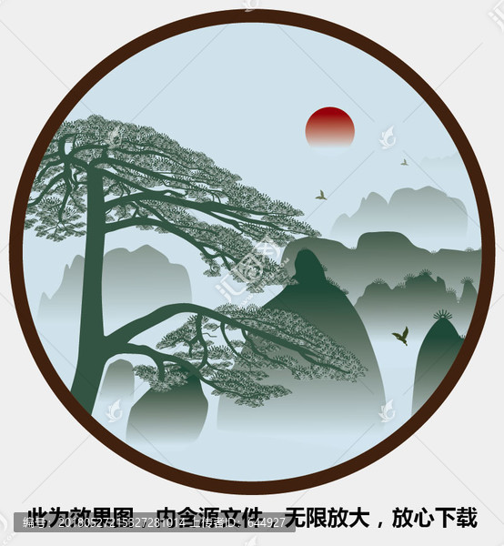 迎客松水墨畫,裝飾畫