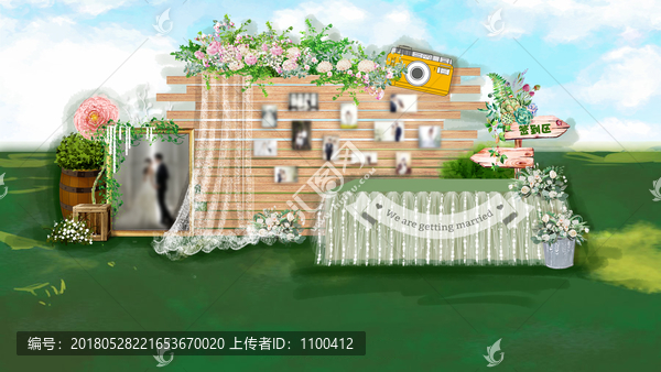 高端清新森系簽到展示婚禮效果圖