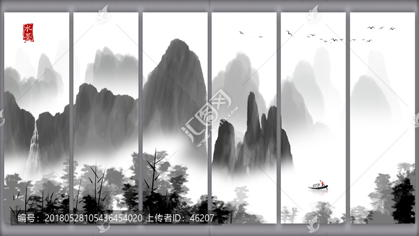大堂水墨畫