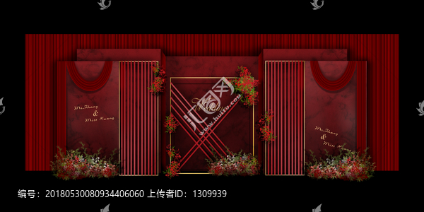紅色簡約時尚迎賓區(qū)效果圖