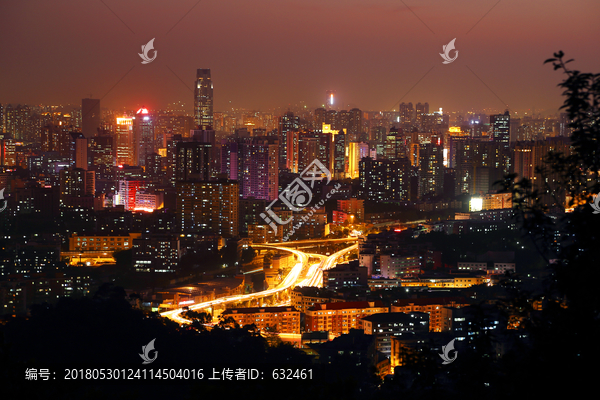 广州白云山俯瞰城市风光夜景