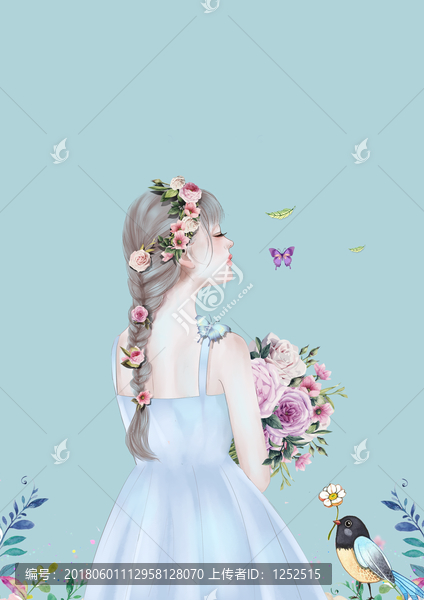 拿著花的女孩