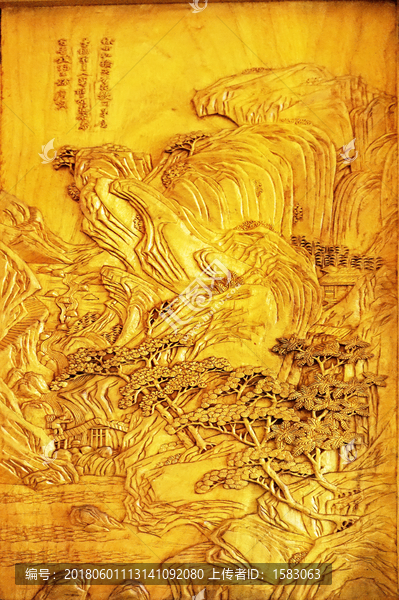 木雕画,中式古典山水
