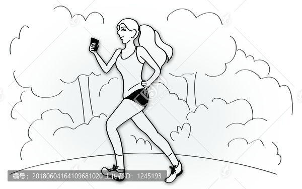 手繪跑步女孩