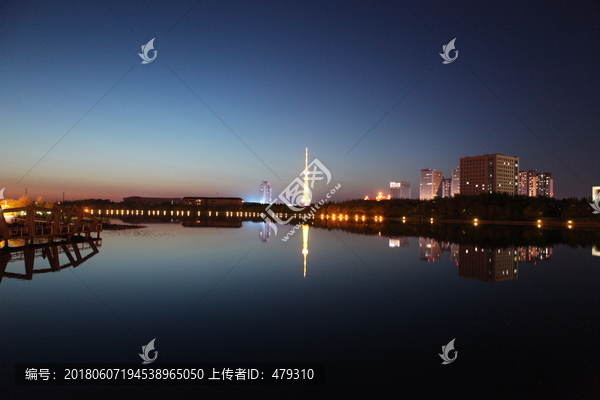 大庆,时代广场,万宝湖,夜景