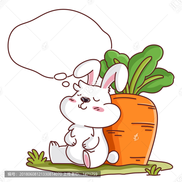 可爱兔子,胡萝卜,简笔画插图