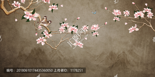 玉蘭花花鳥裝飾畫