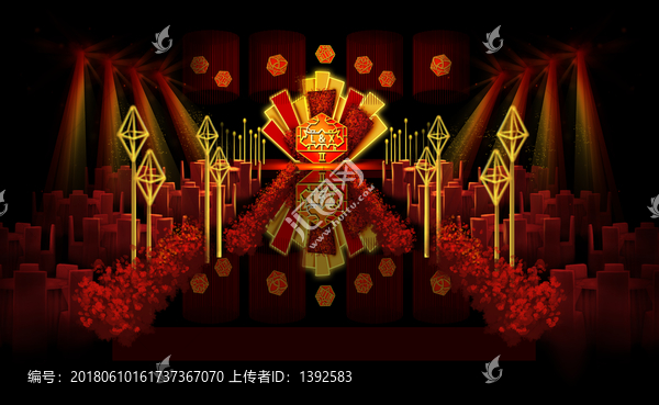 紅金婚禮手繪效果圖