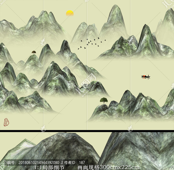 抽象意境山水畫,客廳沙發山水畫