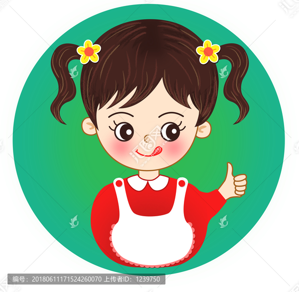 豎起大拇指卡通女孩頭像logo