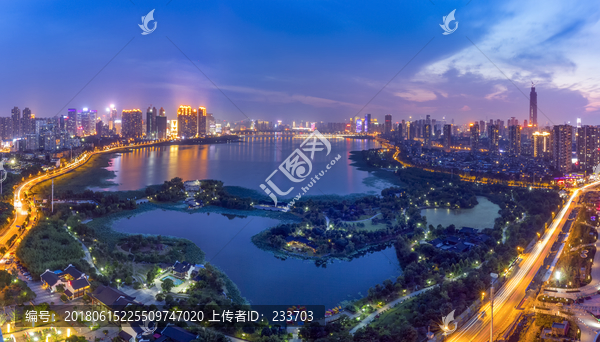 俯瞰沙湖夜色全景