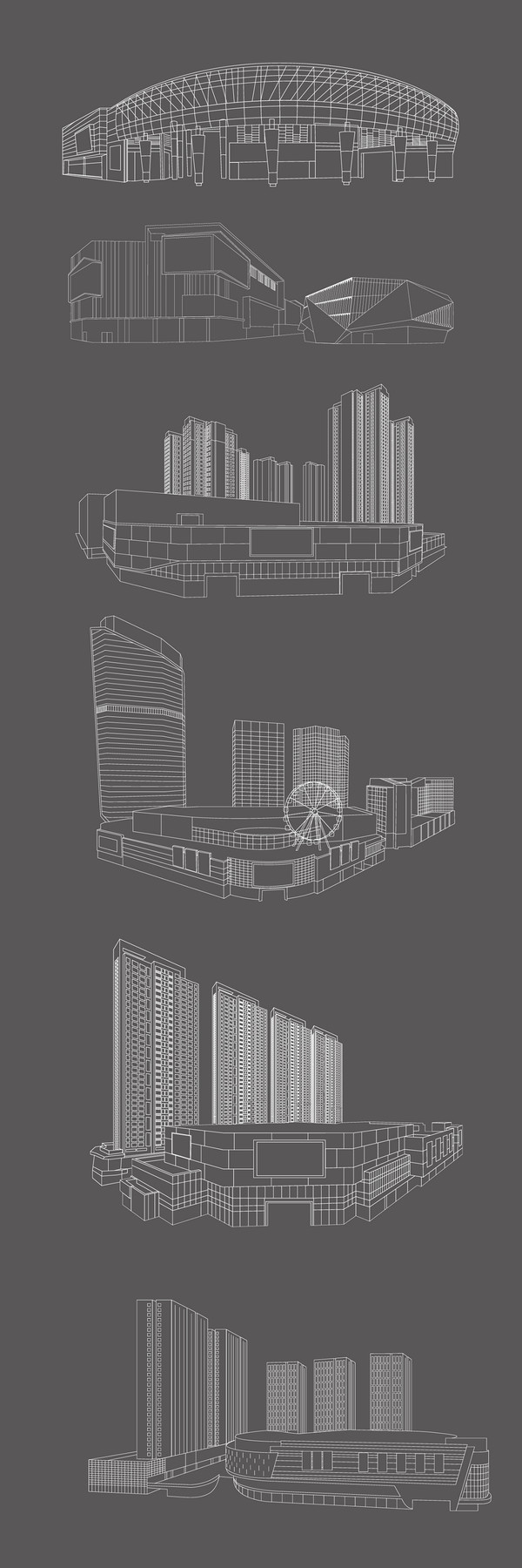 万科城市大厦商场建筑线稿