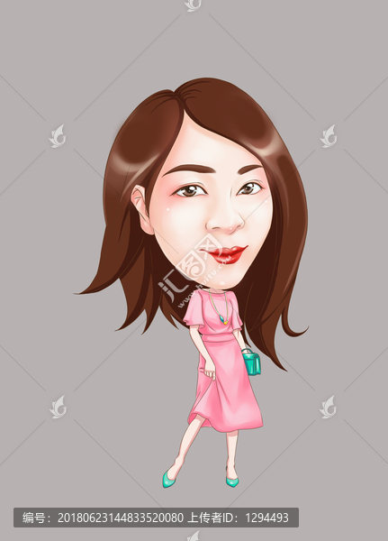 Q版粉裙女子