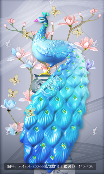 現(xiàn)代3d浮雕立體孔雀玄關(guān)背景墻