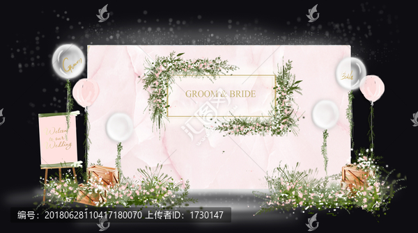 裸粉色大理石婚禮手繪
