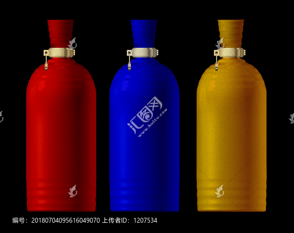 彩色喷涂酒瓶效果图