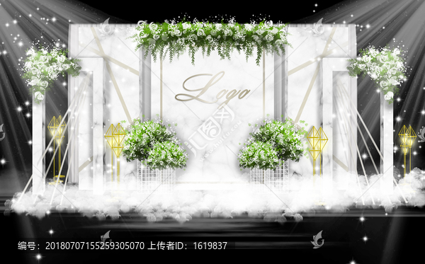 白綠小清新婚禮迎賓留影區(qū)
