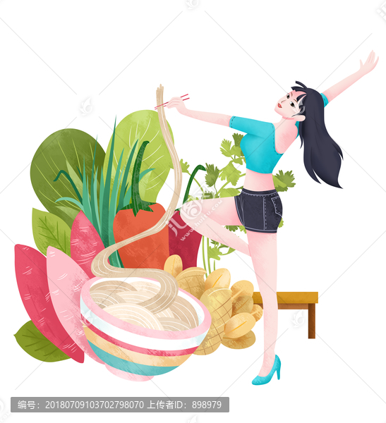 面條包裝插畫